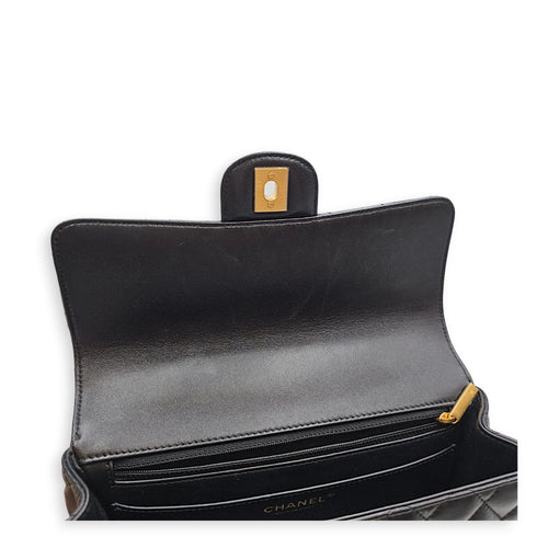 Quilted Flap Bag Small Black Top Handle Bag in Lambskin Gold hardware CL2606-22117 11