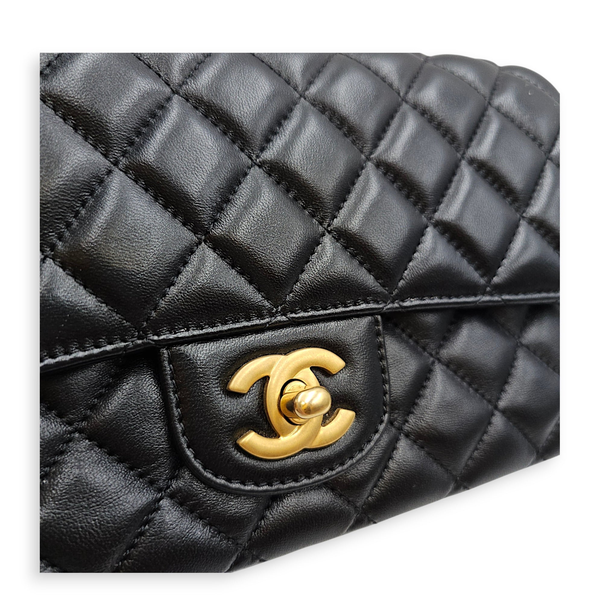 Quilted Flap Bag Small Black Top Handle Bag in Lambskin Gold hardware CL2606-22117 13