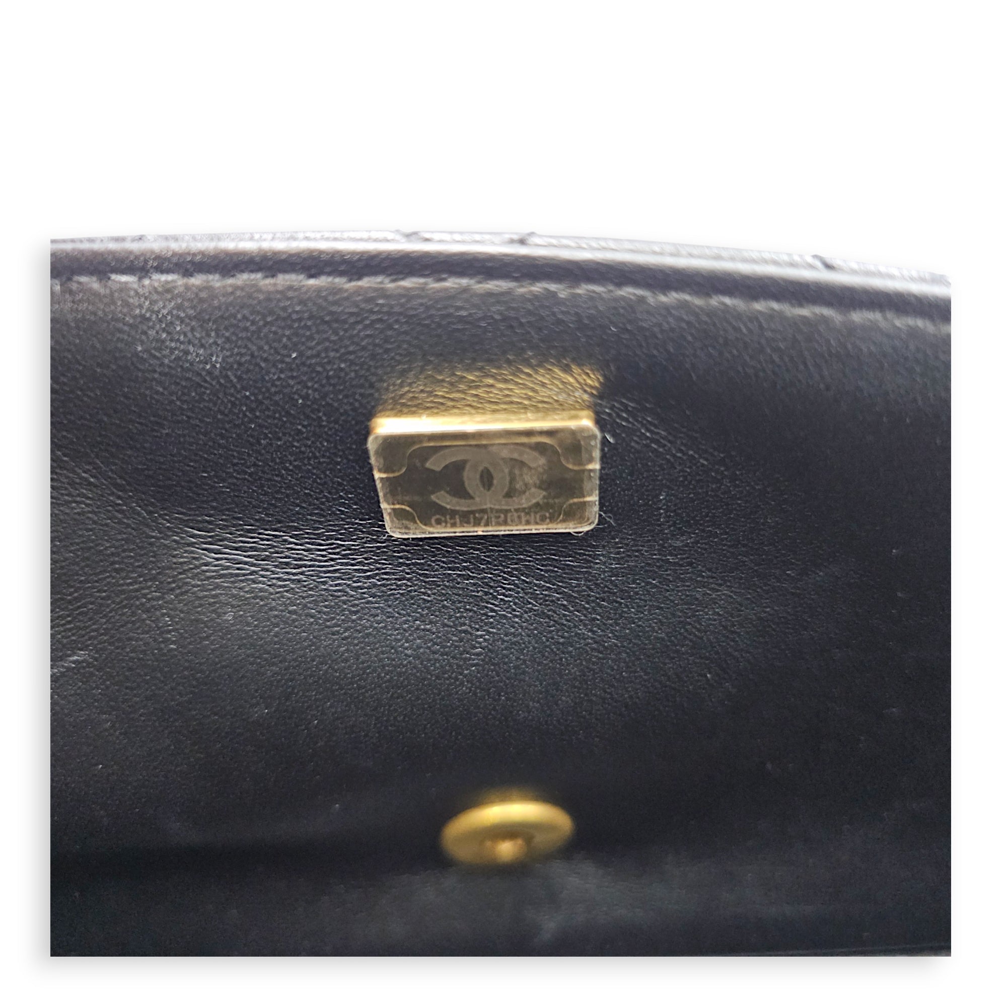 Quilted Flap Bag Small Black Top Handle Bag in Lambskin Gold hardware CL2606-22117 14