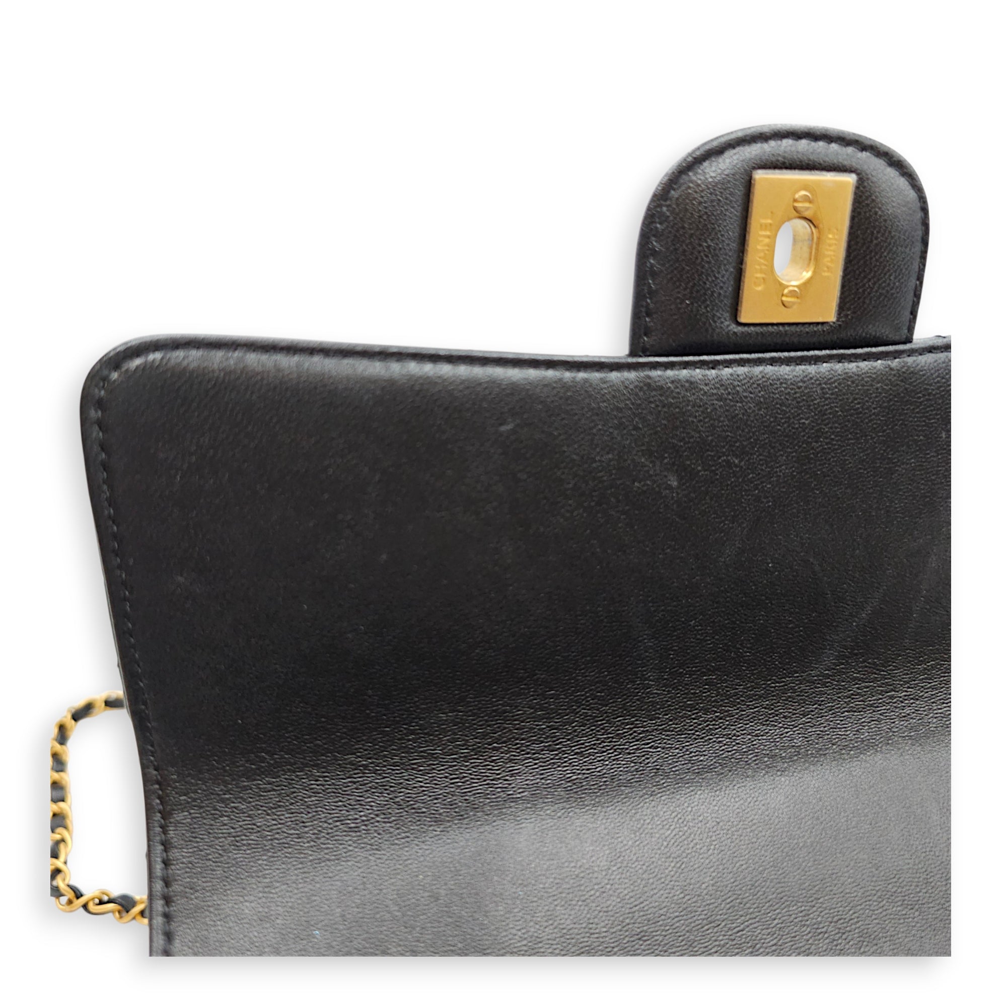 Quilted Flap Bag Small Black Top Handle Bag in Lambskin Gold hardware CL2606-22117 15