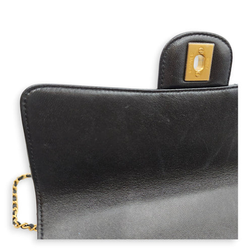 Quilted Flap Bag Small Black Top Handle Bag in Lambskin Gold hardware CL2606-22117 15