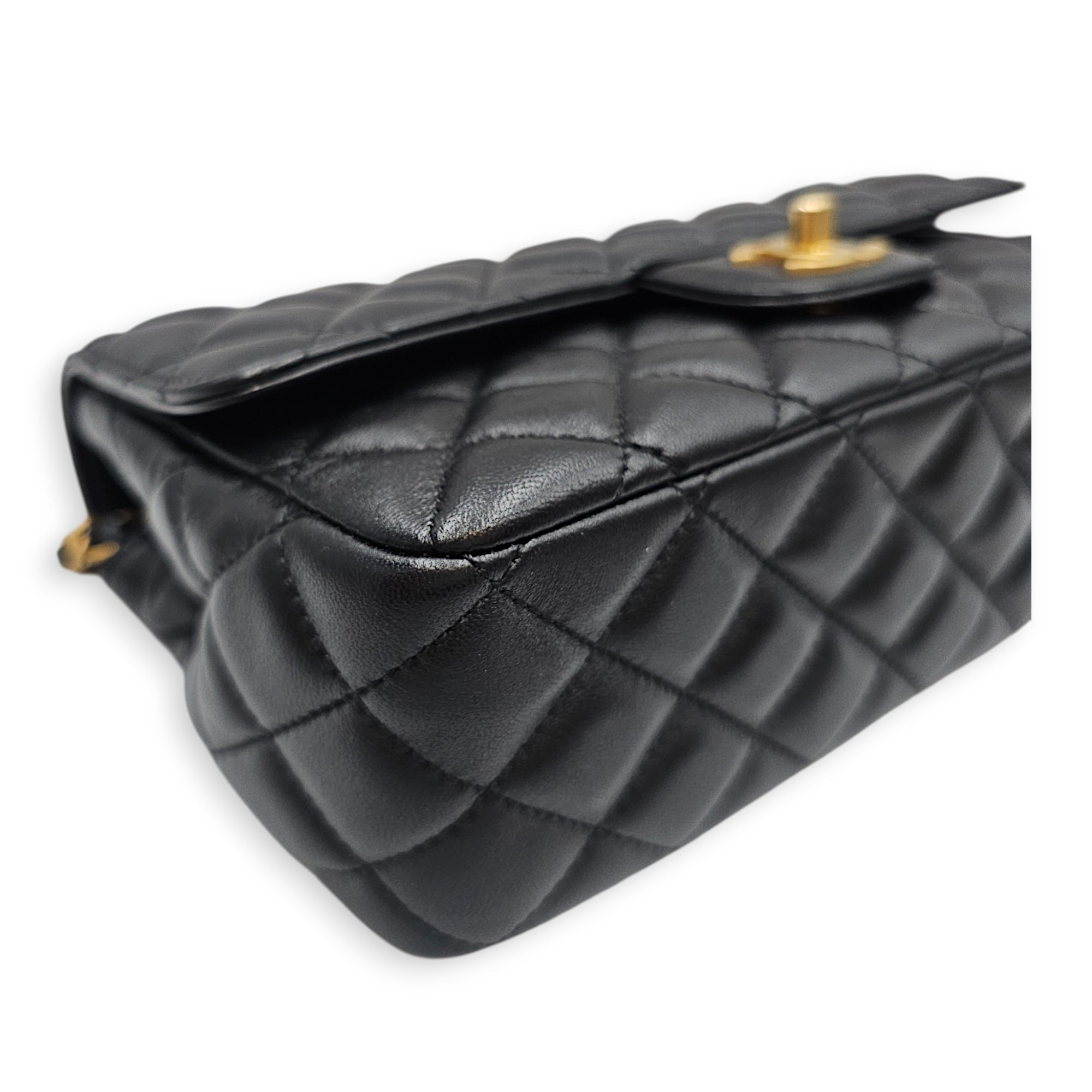 Quilted Flap Bag Small Black Top Handle Bag in Lambskin Gold hardware CL2606-22117 7