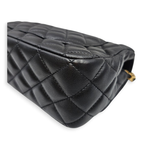 Quilted Flap Bag Small Black Top Handle Bag in Lambskin Gold hardware CL2606-22117 8