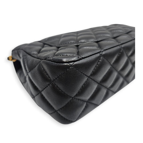 Quilted Flap Bag Small Black Top Handle Bag in Lambskin Gold hardware CL2606-22117 9