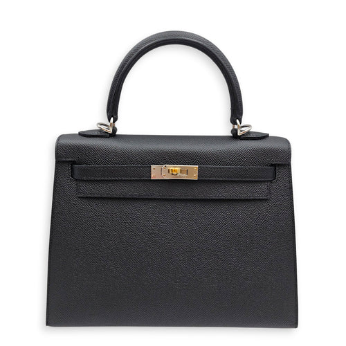 Sellier Kelly 25 Black in Epsom Electrum hardware CL2606-22120 1