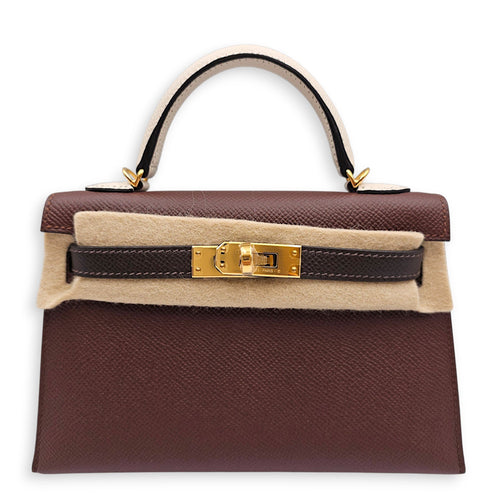 Sellier Kelly 20 Terre/Ebene/Craie in Epsom Gold hardware CL2606-22122 1