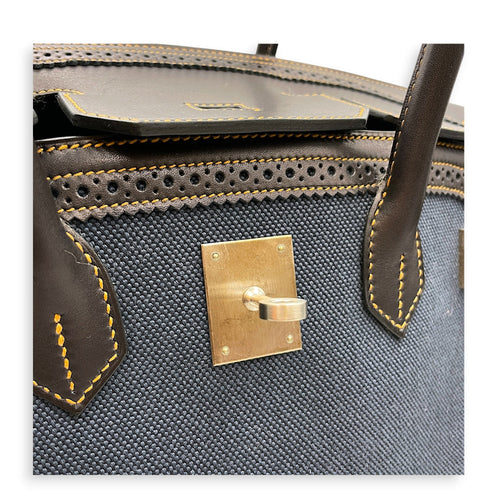 Ghillies Birkin 35 Denim Fonce/Noir in Evercalf/Toile Brushed Palladium hardware CL2606-22143 10