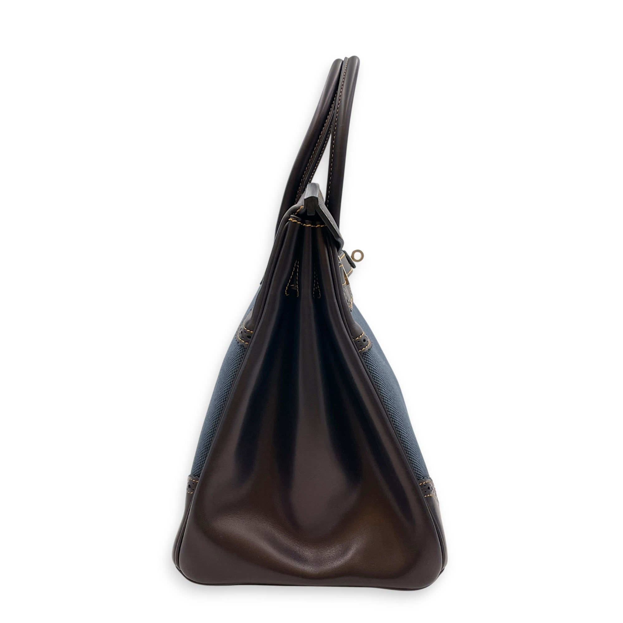 Ghillies Birkin 35 Denim Fonce/Noir in Evercalf/Toile Brushed Palladium hardware CL2606-22143 3