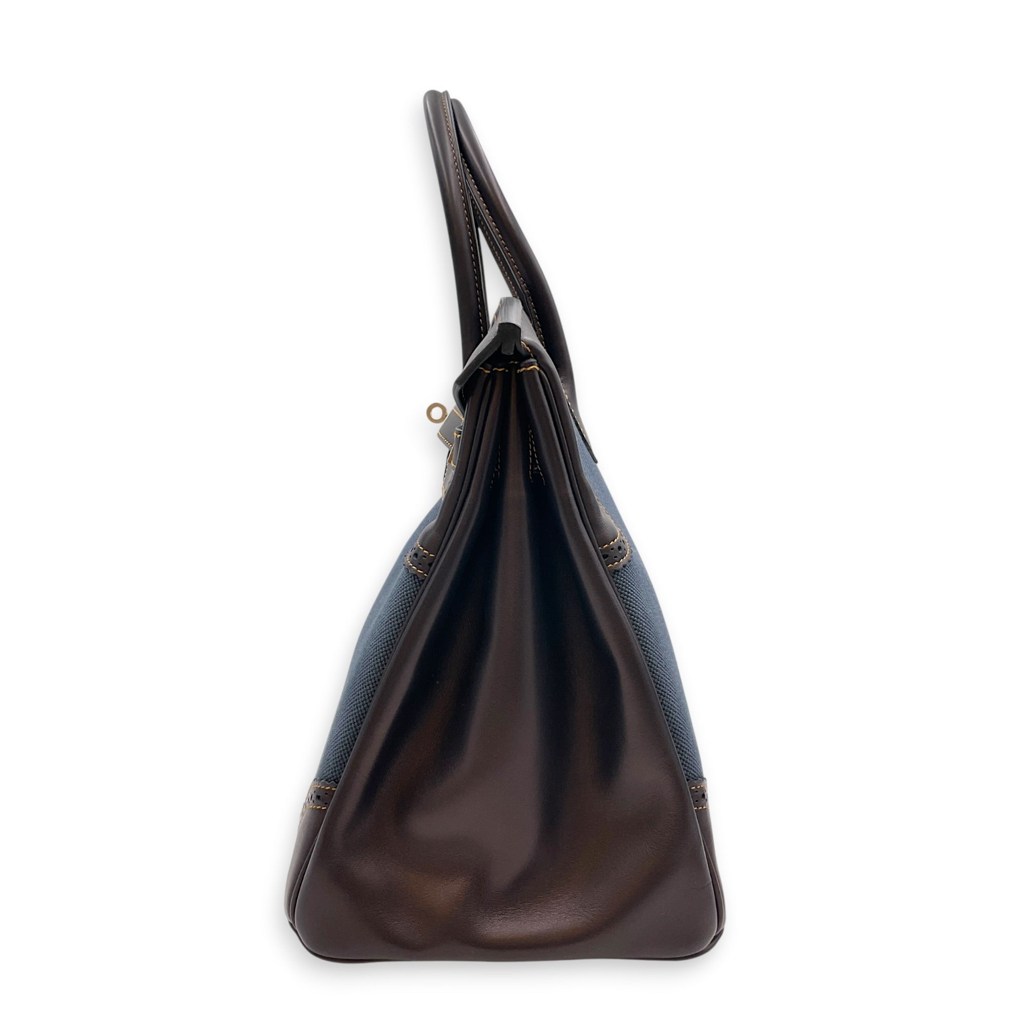 Ghillies Birkin 35 Denim Fonce/Noir in Evercalf/Toile Brushed Palladium hardware CL2606-22143 6