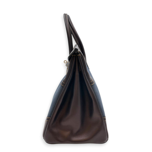 Ghillies Birkin 35 Denim Fonce/Noir in Evercalf/Toile Brushed Palladium hardware CL2606-22143 6