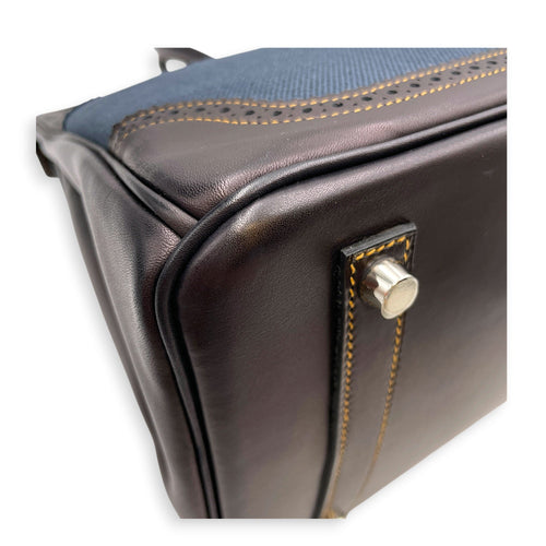 Ghillies Birkin 35 Denim Fonce/Noir in Evercalf/Toile Brushed Palladium hardware CL2606-22143 7