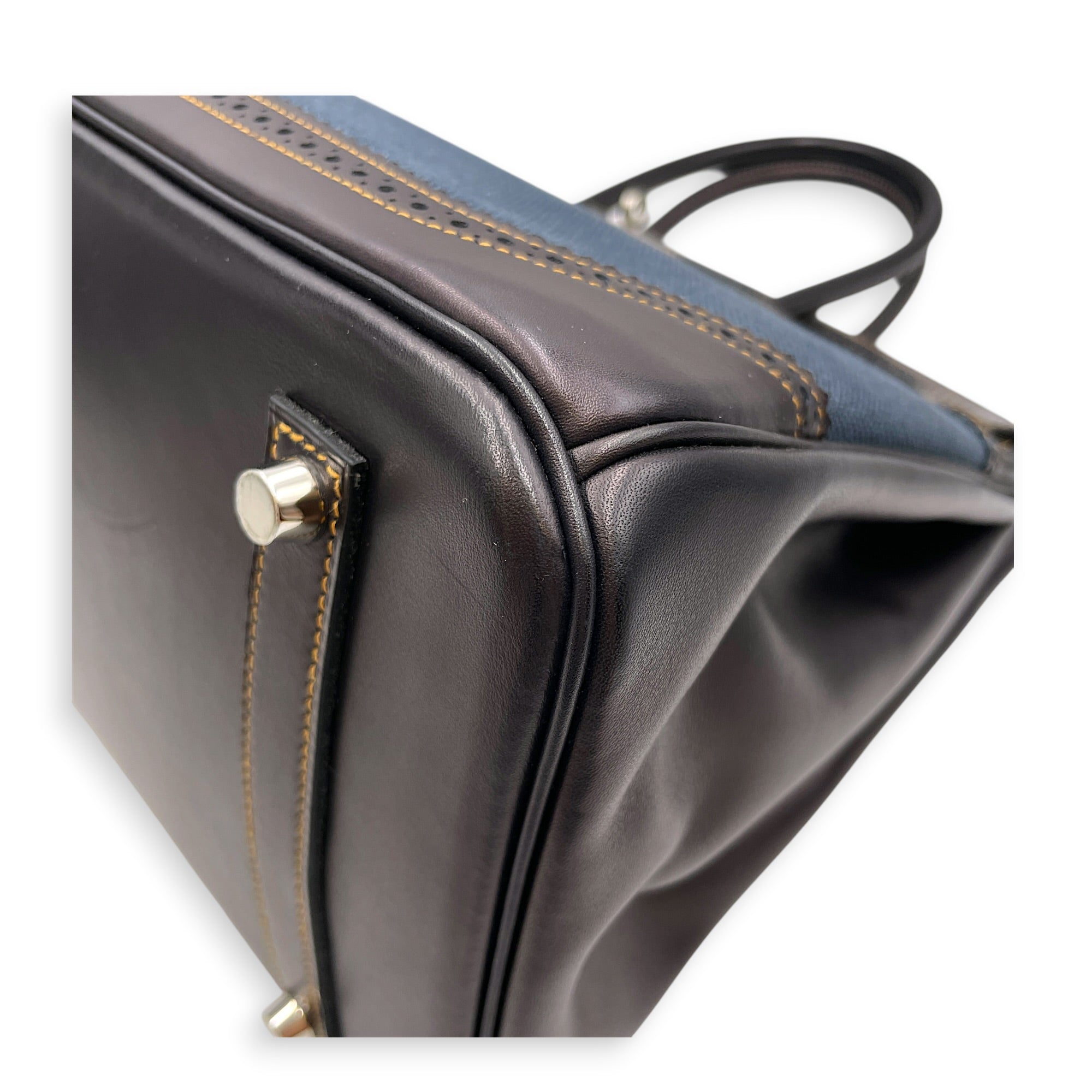 Ghillies Birkin 35 Denim Fonce/Noir in Evercalf/Toile Brushed Palladium hardware CL2606-22143 8
