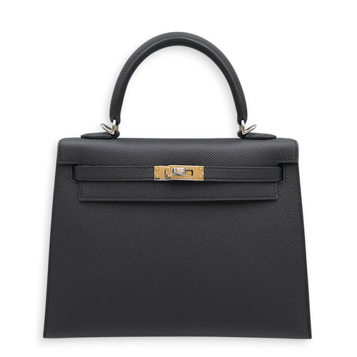 Sellier Kelly 25 Black in Epsom Palladium hardware CL2606-22146 1
