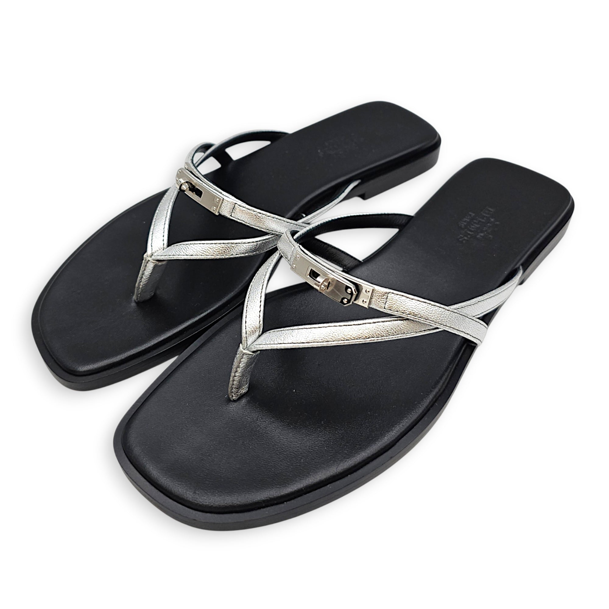 Miss 37 Argent Sandals in Chevre Leather Palladium hardware CL2606-22159 3