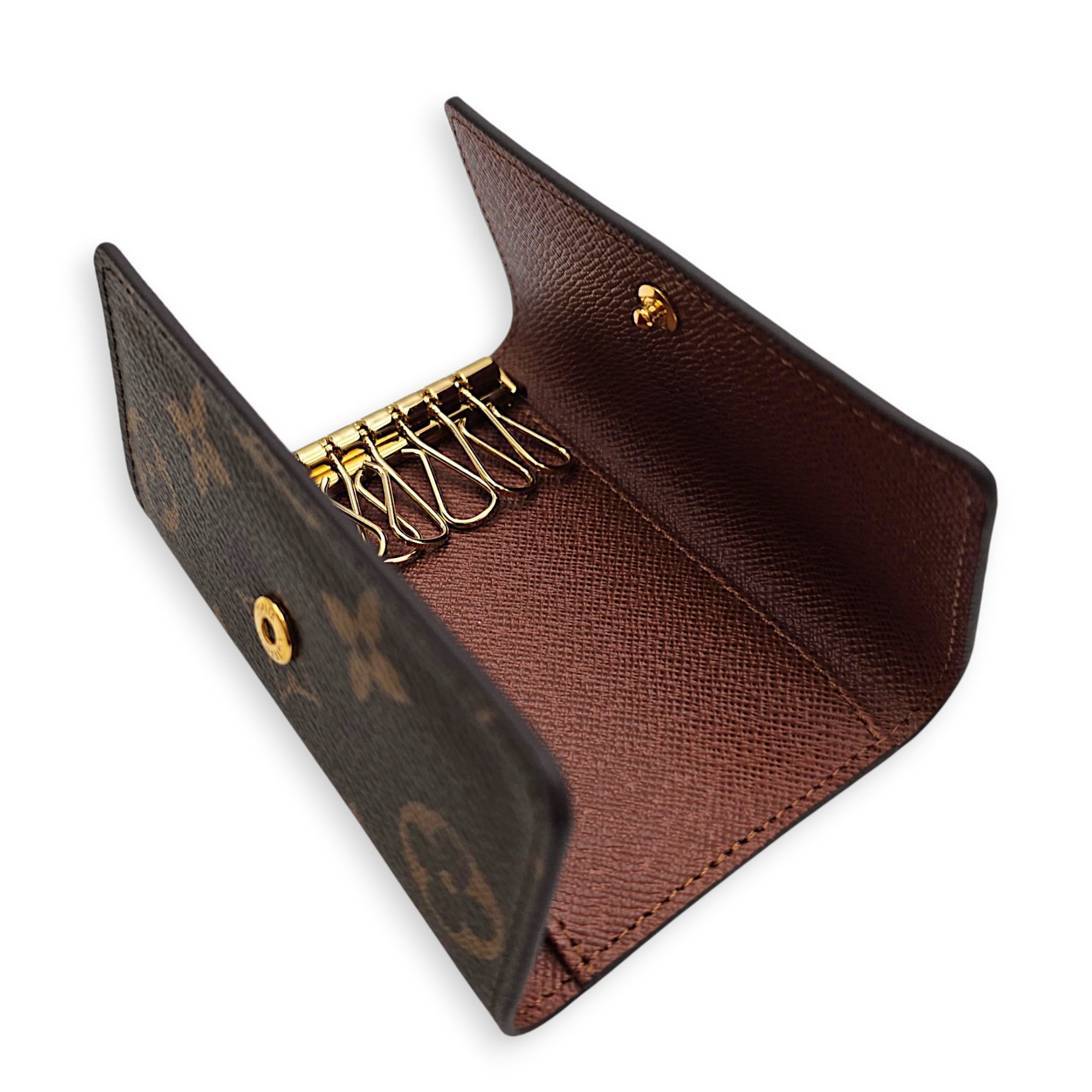 Key Holder Brown Pouch in Canvas Gold hardware CL2607-22163 3