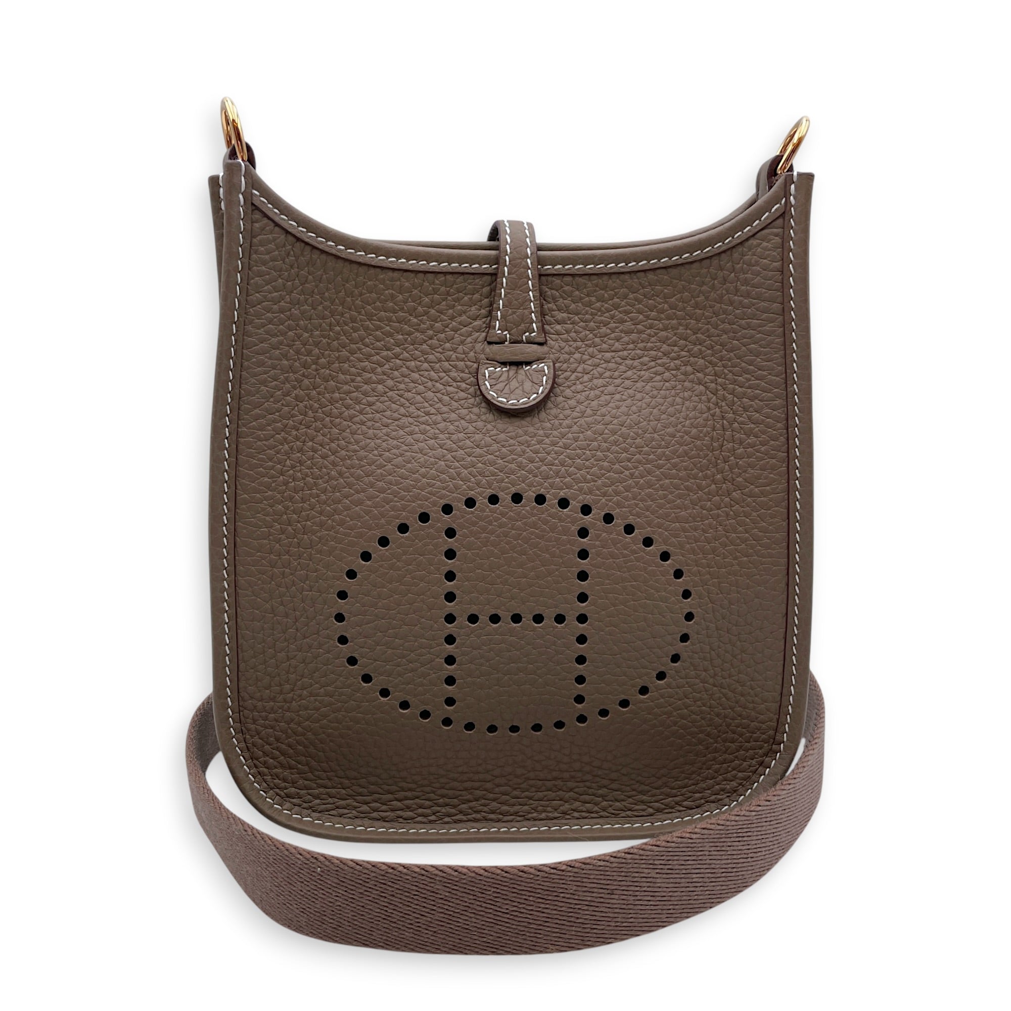Evelyne Mini Etoupe in Clemence Gold hardware CL2607-22169 3