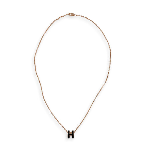 Mini Pop H Pendant Black Necklace Rose Gold hardware CL2607-22171 1