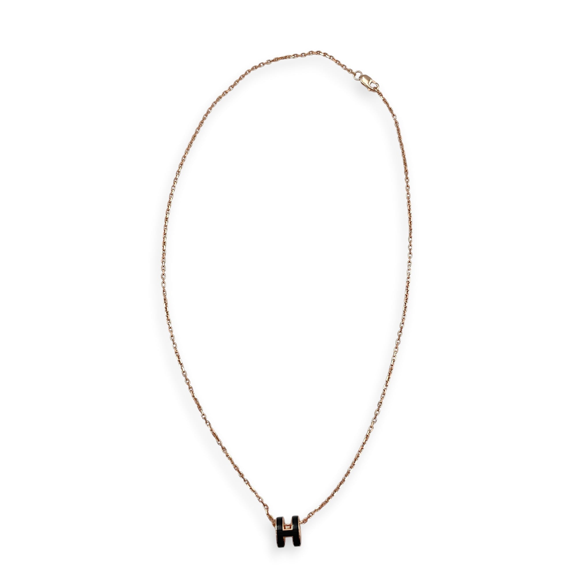 Mini Pop H Pendant Black Necklace Rose Gold hardware CL2607-22171 2