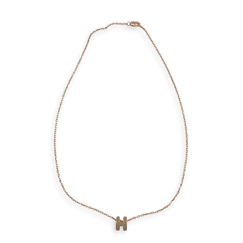 Mini Pop H Pendant Marron Glace Necklace Rose Gold hardware CL2607-22173 1