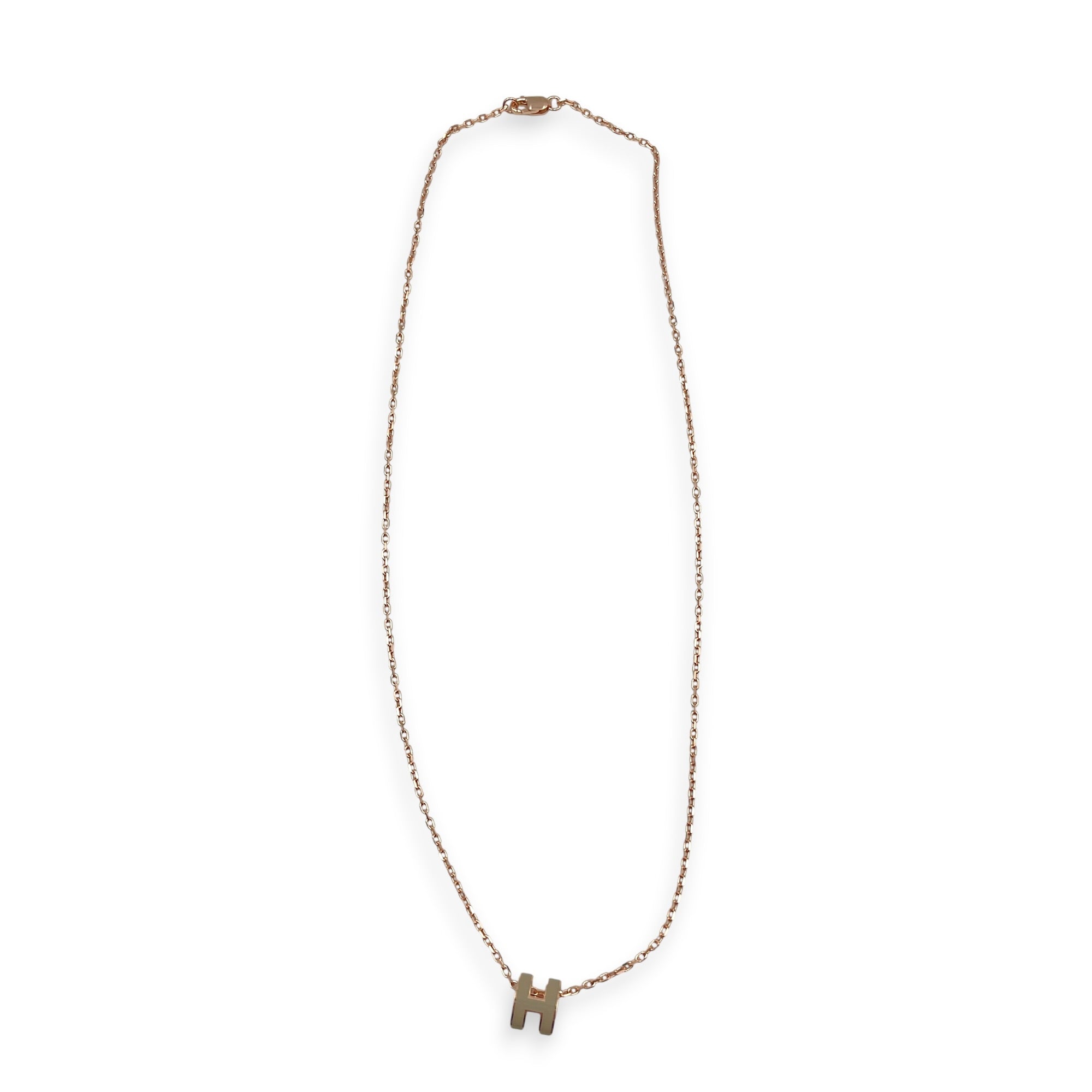 Mini Pop H Pendant Marron Glace Necklace Rose Gold hardware CL2607-22173 2