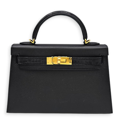 Sellier Kelly Touch 20 Black in Madame/Matte Alligator Gold hardware CL2607-22177 1