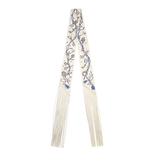 Les Cles a Pois leather fringes Creme/Gris Perle Twilly CL2607-22179 1