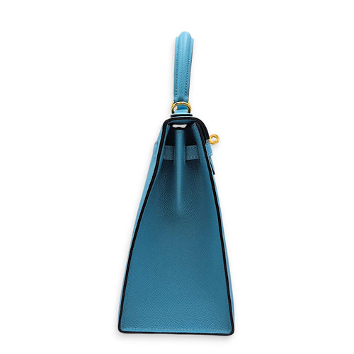 Sellier Kelly 25 Blue Du Nord  in Epsom Gold hardware CL2607-22192 3