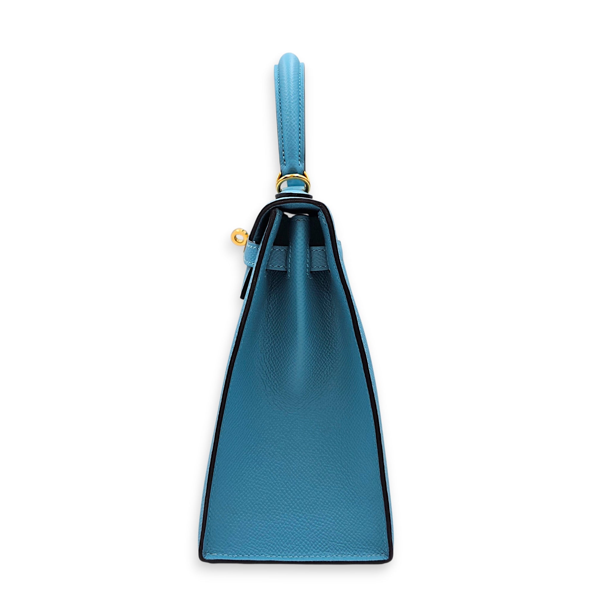 Sellier Kelly 25 Blue Du Nord  in Epsom Gold hardware CL2607-22192 4
