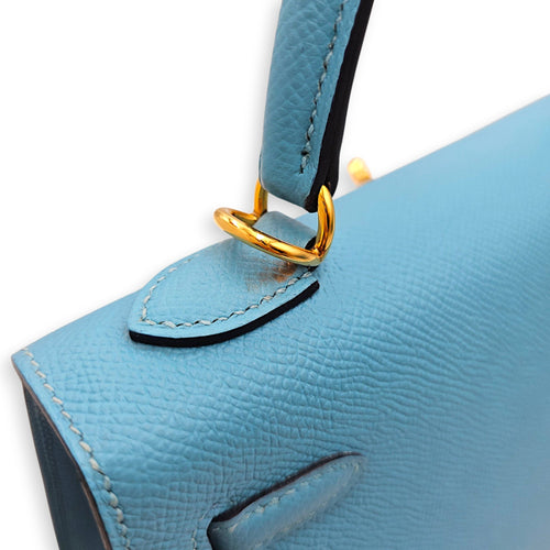 Sellier Kelly 25 Blue Du Nord  in Epsom Gold hardware CL2607-22192 7