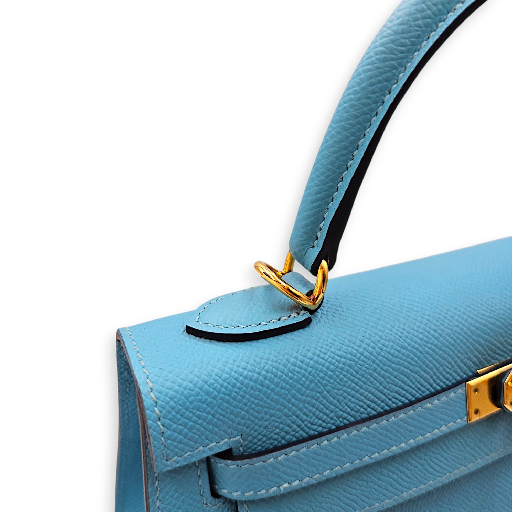 Sellier Kelly 25 Blue Du Nord  in Epsom Gold hardware CL2607-22192 8