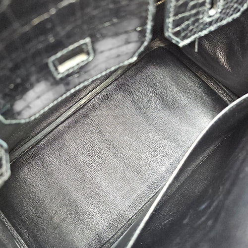 Birkin 30 Black in Shiny Niloticus Palladium hardware CL2607-22194 6
