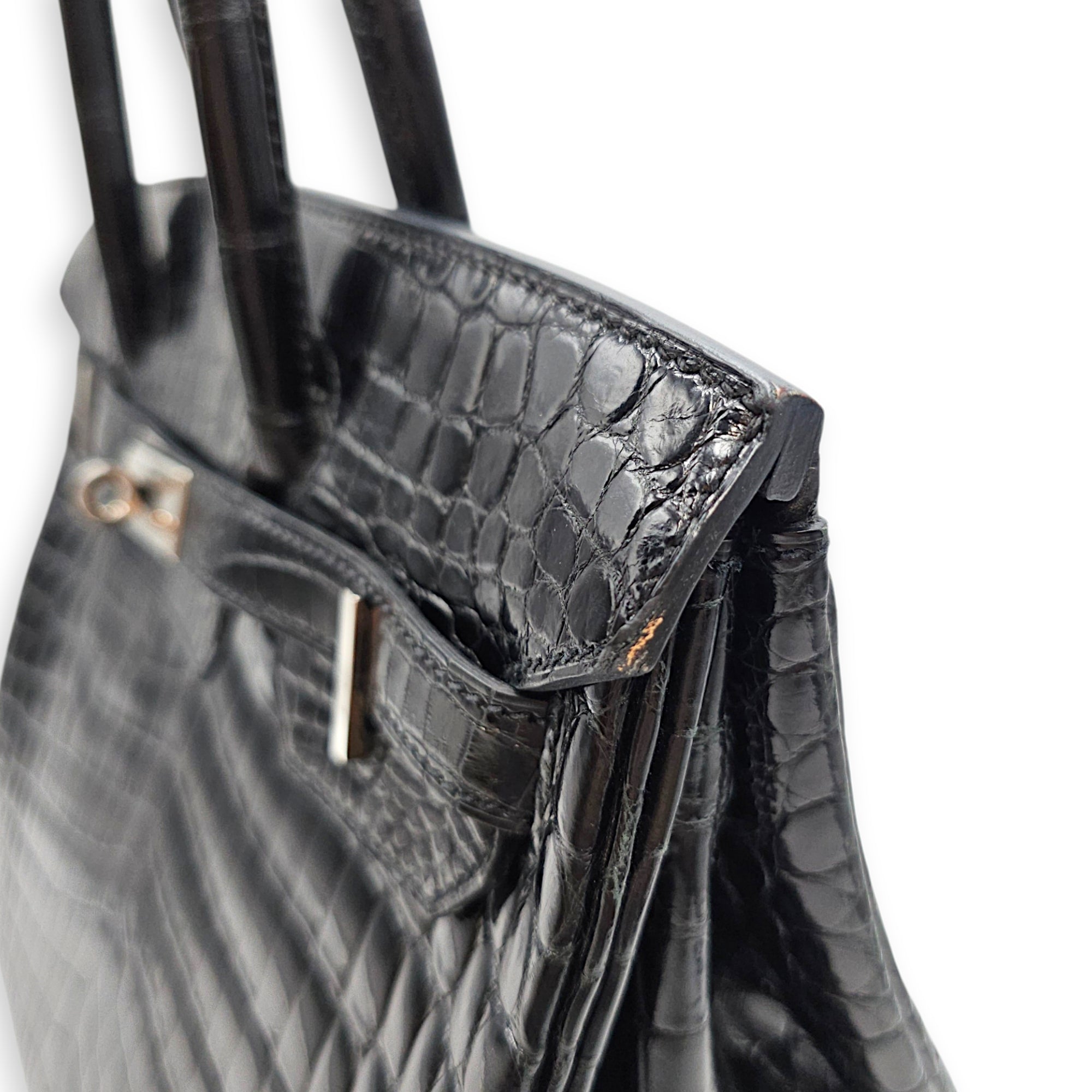 Birkin 30 Black in Shiny Niloticus Palladium hardware CL2607-22194 8