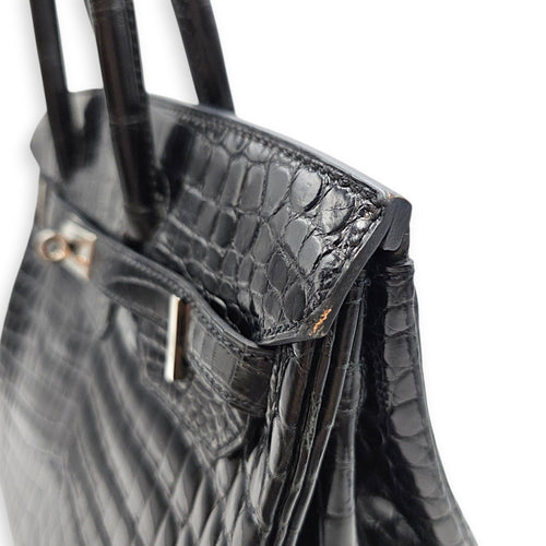 Birkin 30 Black in Shiny Niloticus Palladium hardware CL2607-22194 8