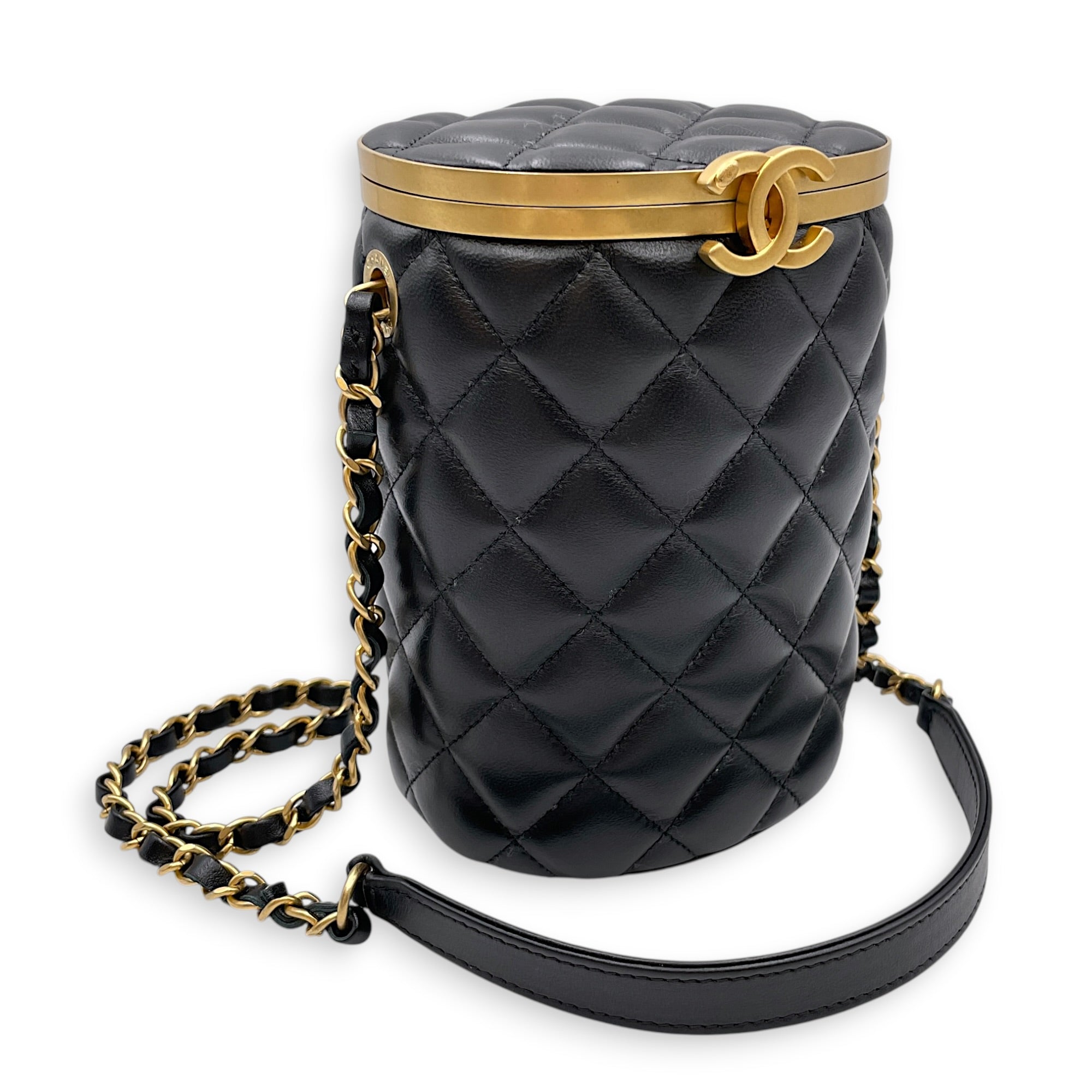 Crown Vanity Case Black Crossbody Bag in Lambskin Gold hardware CL2607-22221 11
