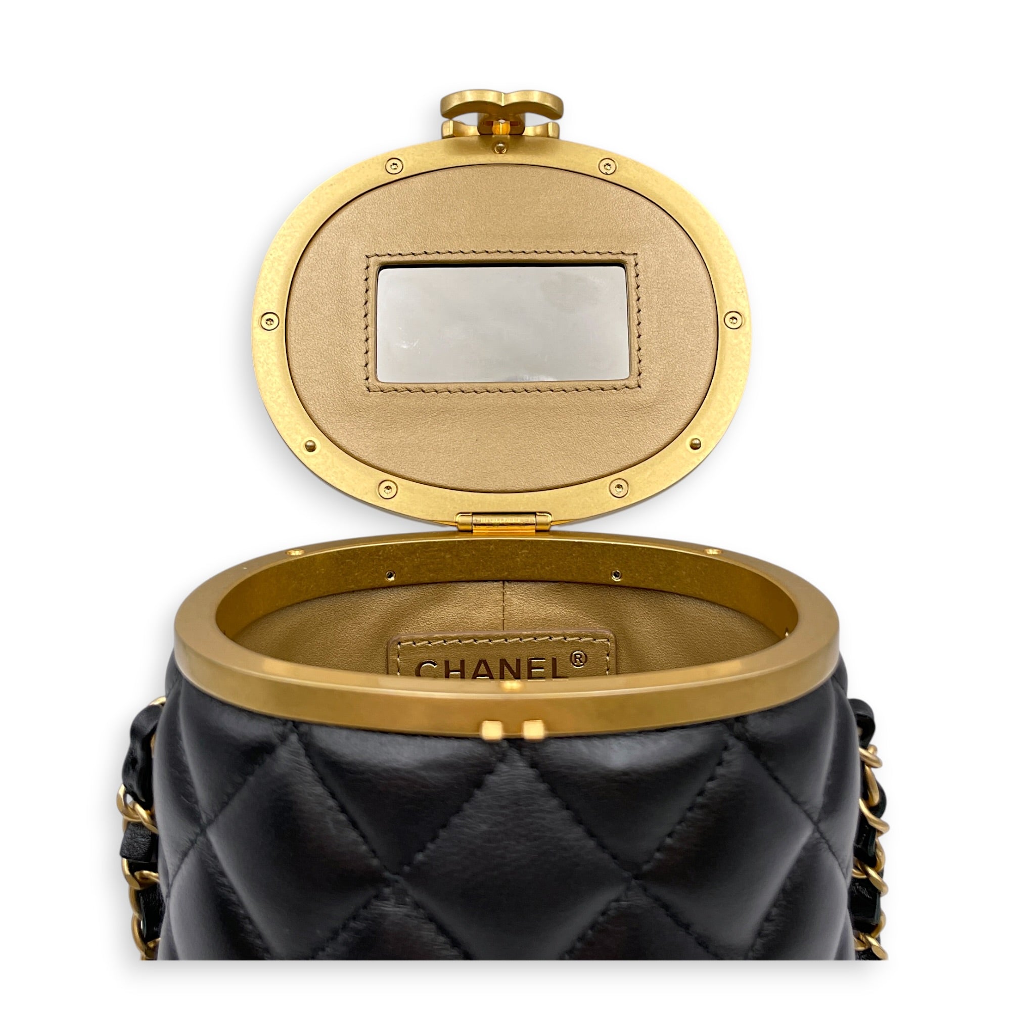 Crown Vanity Case Black Crossbody Bag in Lambskin Gold hardware CL2607-22221 13