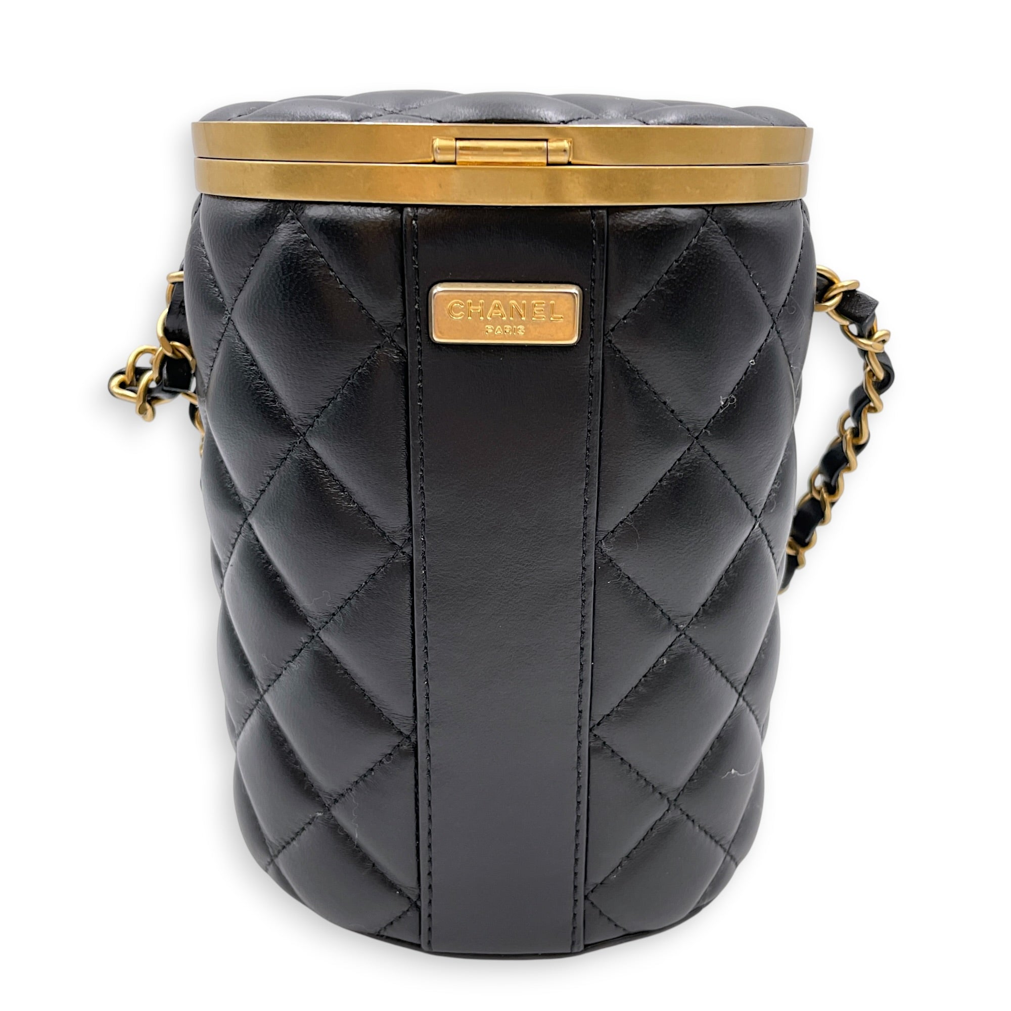 Crown Vanity Case Black Crossbody Bag in Lambskin Gold hardware CL2607-22221 2