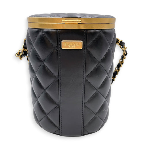 Crown Vanity Case Black Crossbody Bag in Lambskin Gold hardware CL2607-22221 2