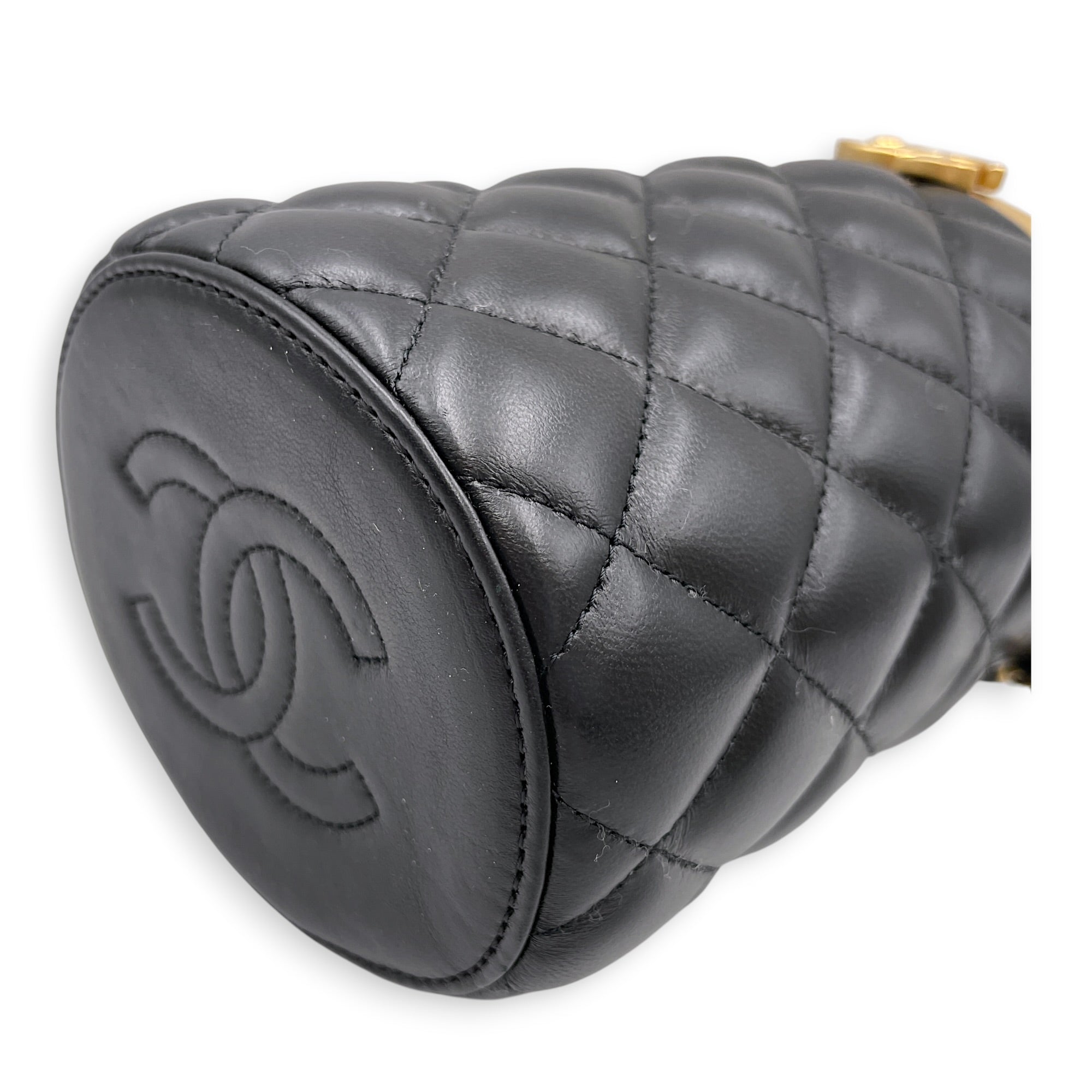 Crown Vanity Case Black Crossbody Bag in Lambskin Gold hardware CL2607-22221 7