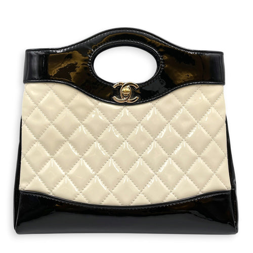31 Shopping Tote Small White Shoulder Bag in Patent Leather Gold hardware CL2607-22222 1