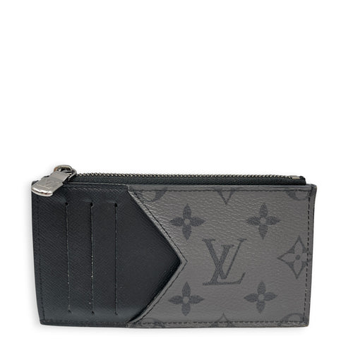 Monogram Eclipse Coin Card Holder Grey Card Holder in Canvas Silver hardware