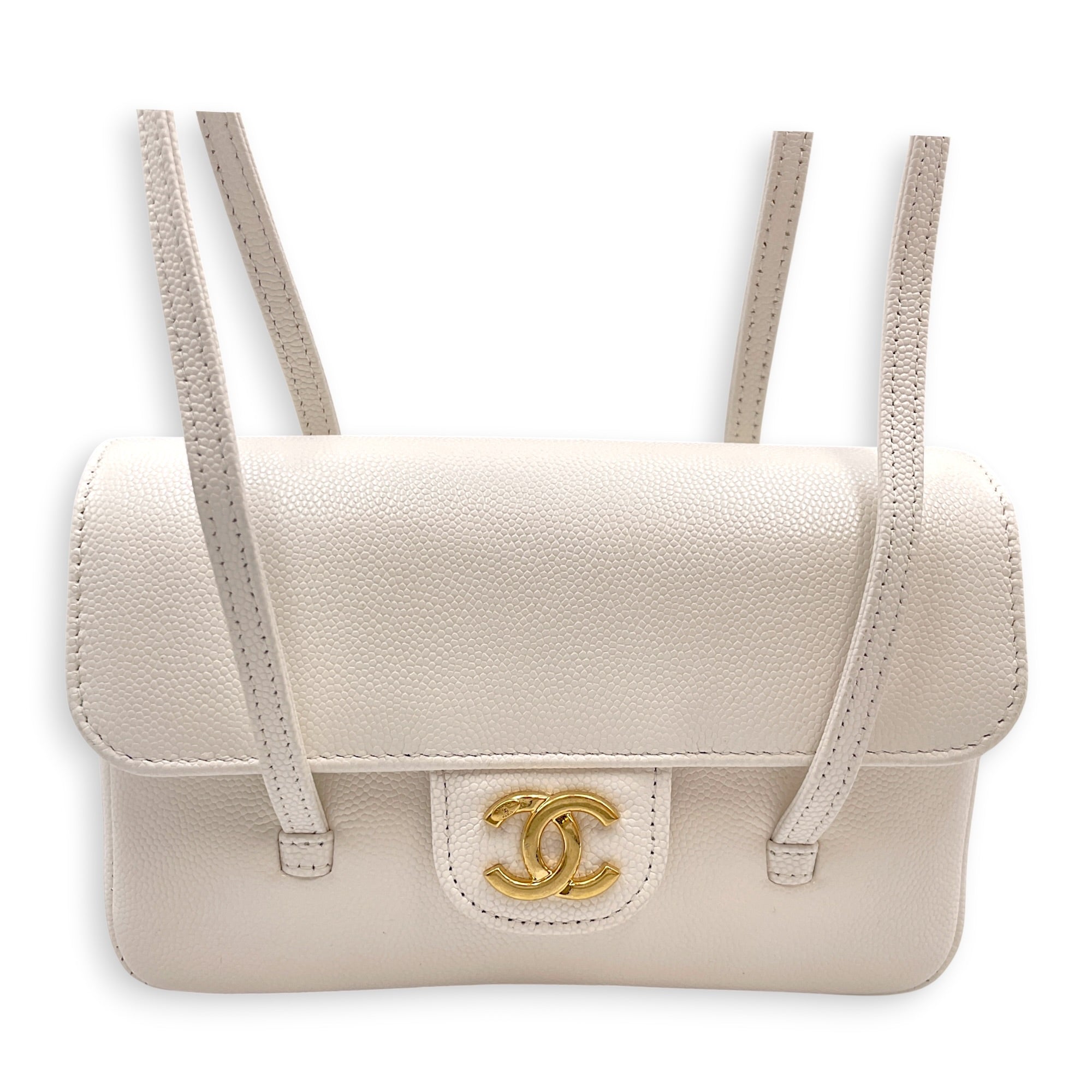 Preppy Mini White Shoulder Bag in Calfskin Gold hardware CL2607-22233 2