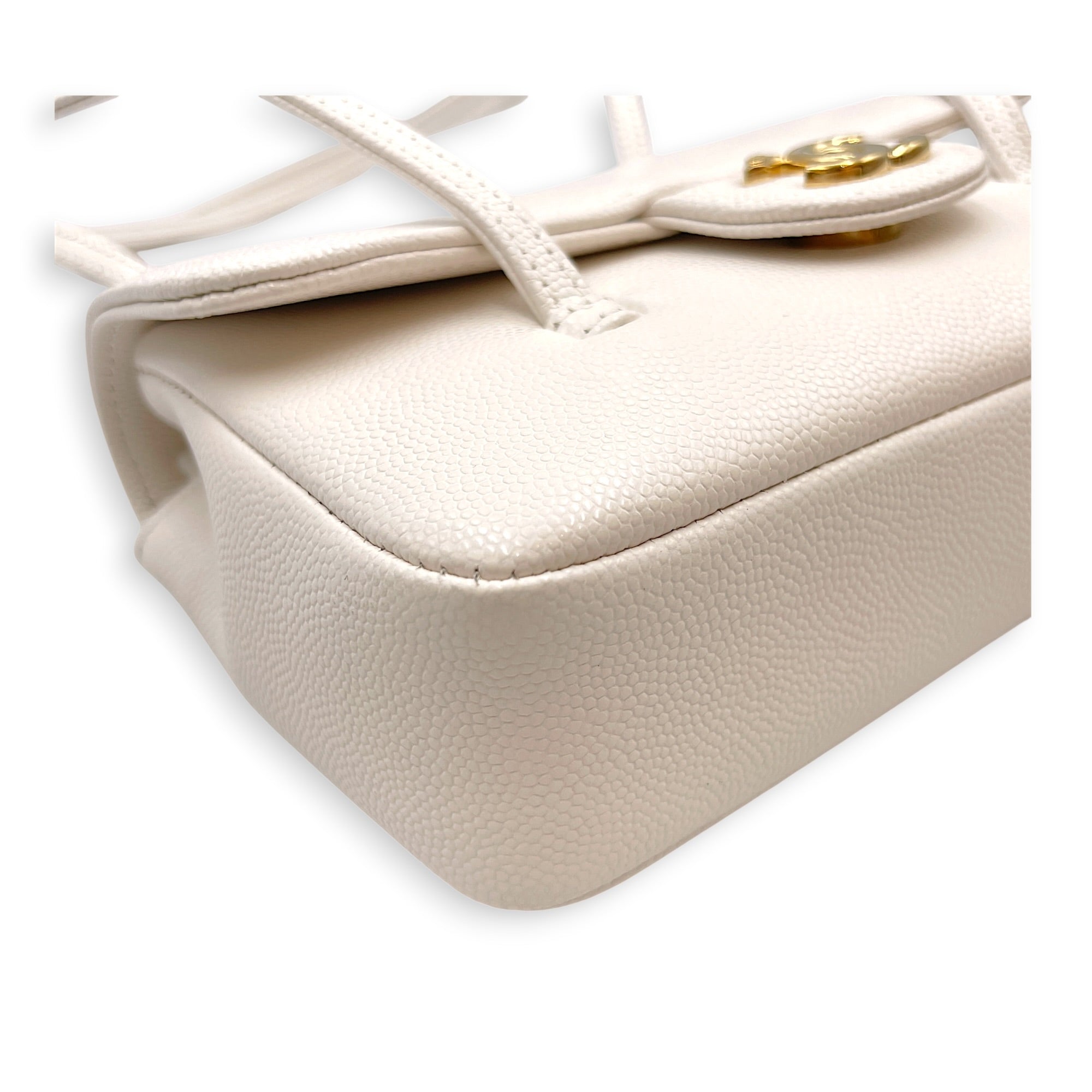 Preppy Mini White Shoulder Bag in Calfskin Gold hardware CL2607-22233 10