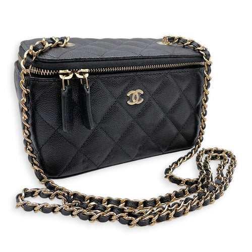 Vanity Case Black Crossbody Bag in Caviar Leather Gold hardware CL2607-22234 10