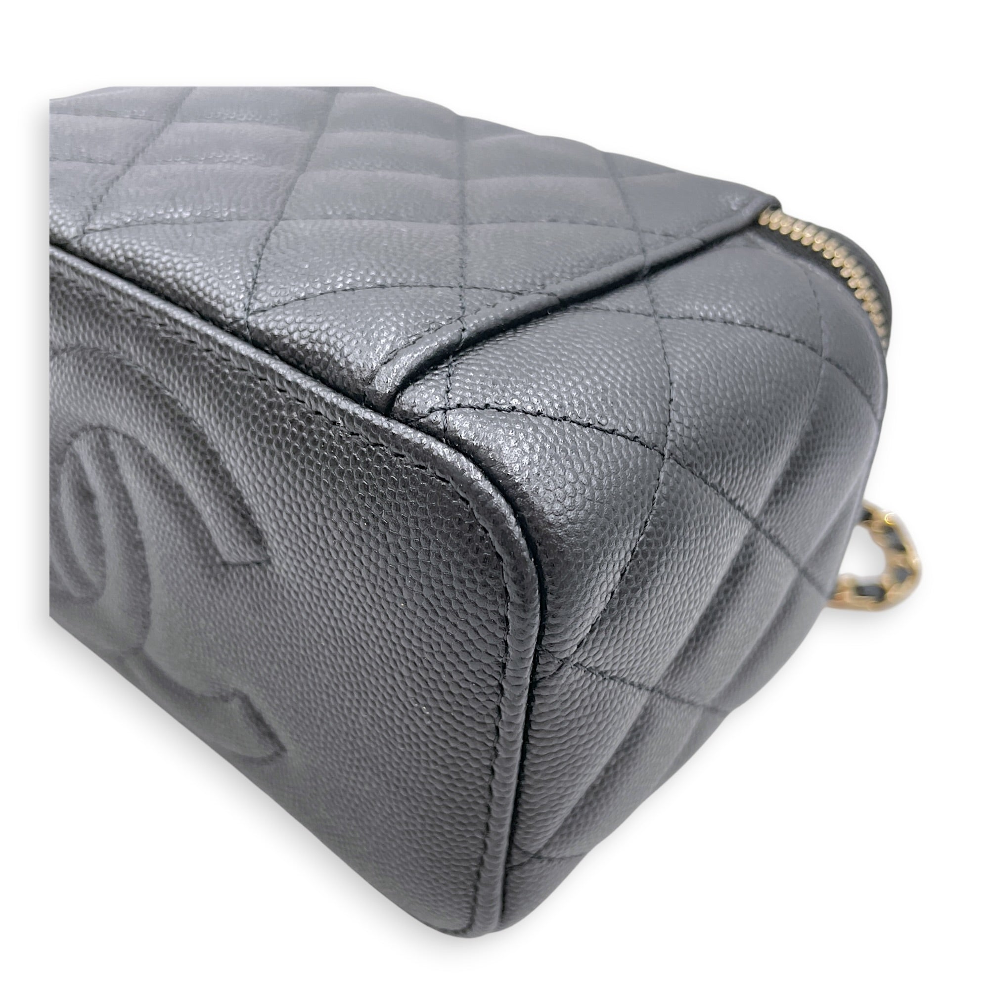 Vanity Case Black Crossbody Bag in Caviar Leather Gold hardware CL2607-22234 12