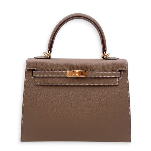 Sellier Kelly 25 Etoupe in Epsom Gold hardware CL2607-22235 1