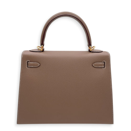 Sellier Kelly 25 Etoupe in Epsom Gold hardware CL2607-22235 2