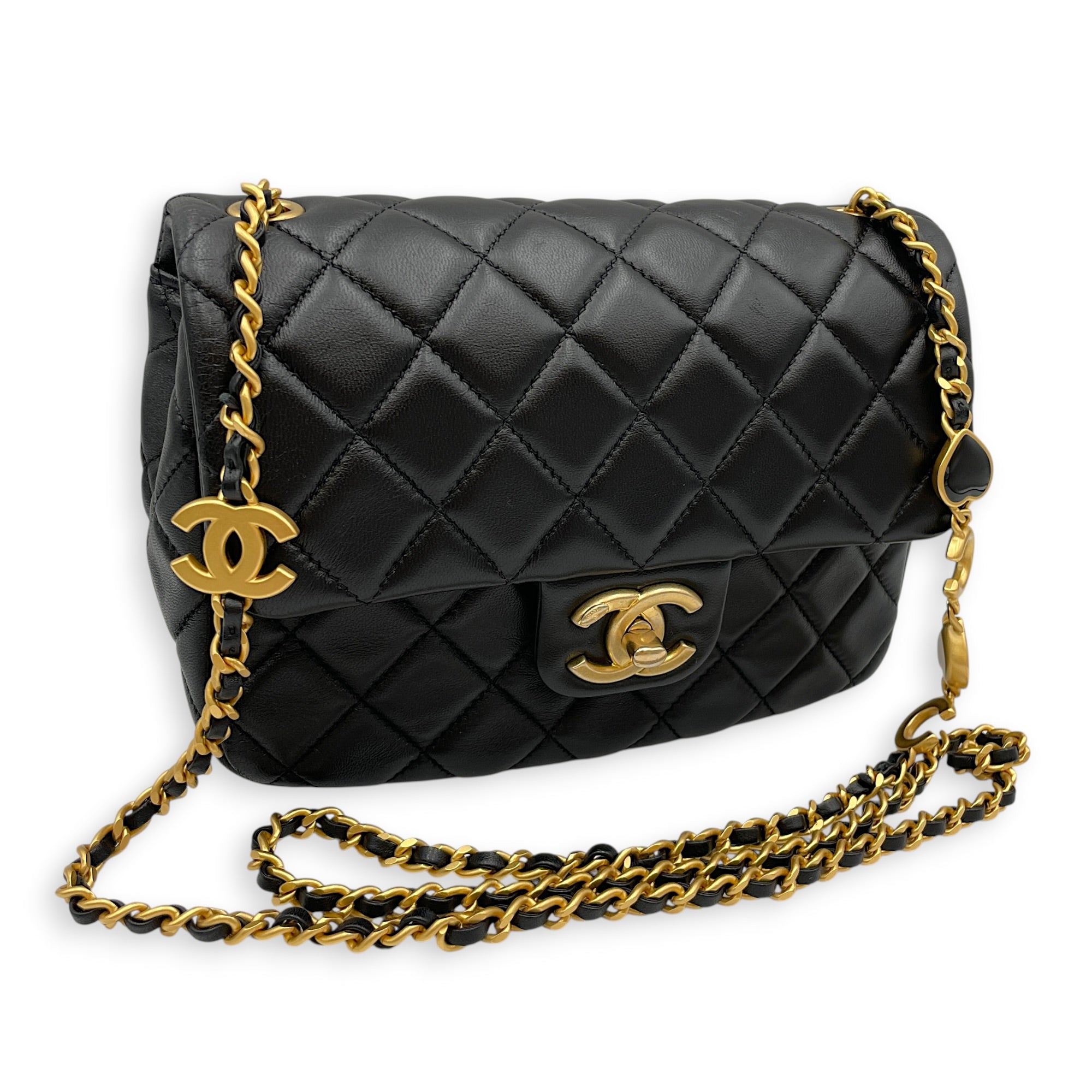 Square Flap Coco De Toi Mini Black Crossbody Bag in Lambskin Gold hardware CL2607-22240 10