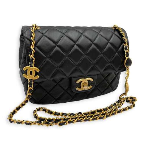 Square Flap Coco De Toi Mini Black Crossbody Bag in Lambskin Gold hardware CL2607-22240 10
