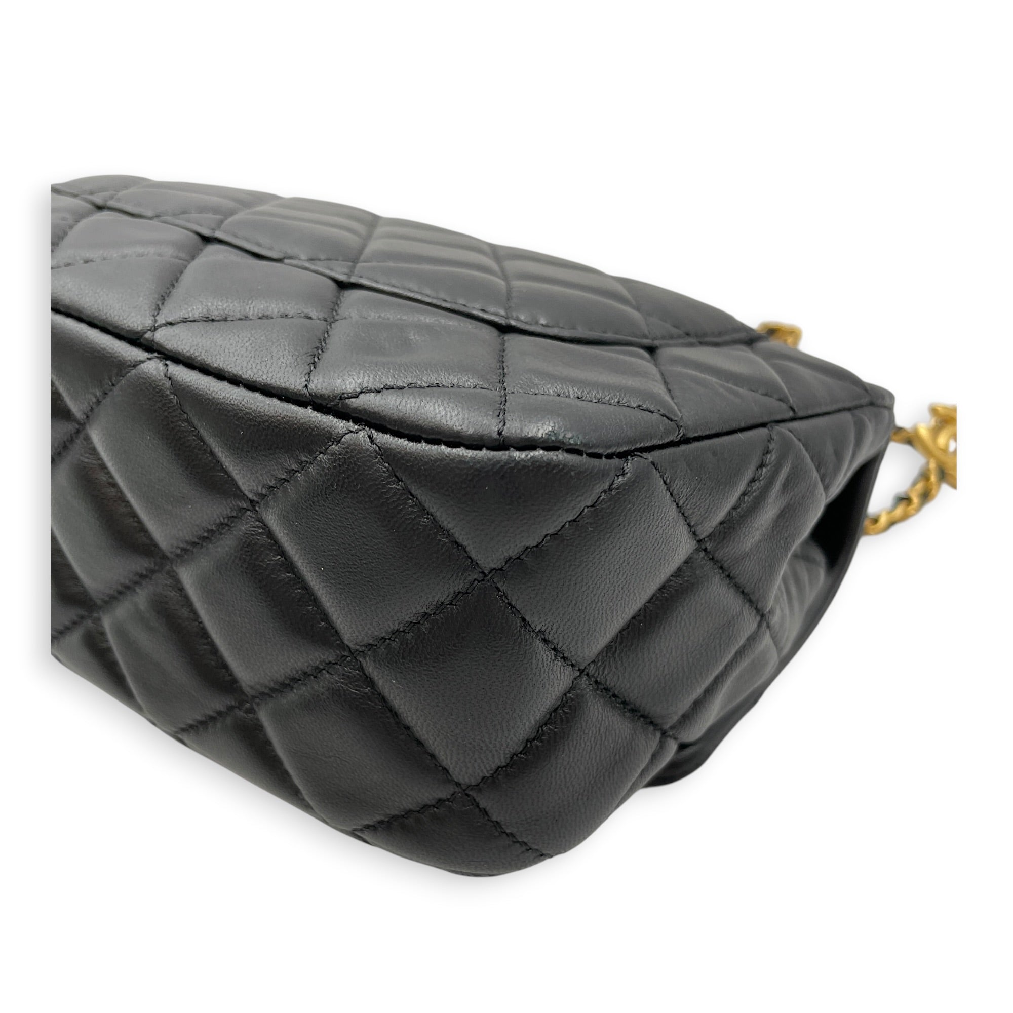 Square Flap Coco De Toi Mini Black Crossbody Bag in Lambskin Gold hardware CL2607-22240 12