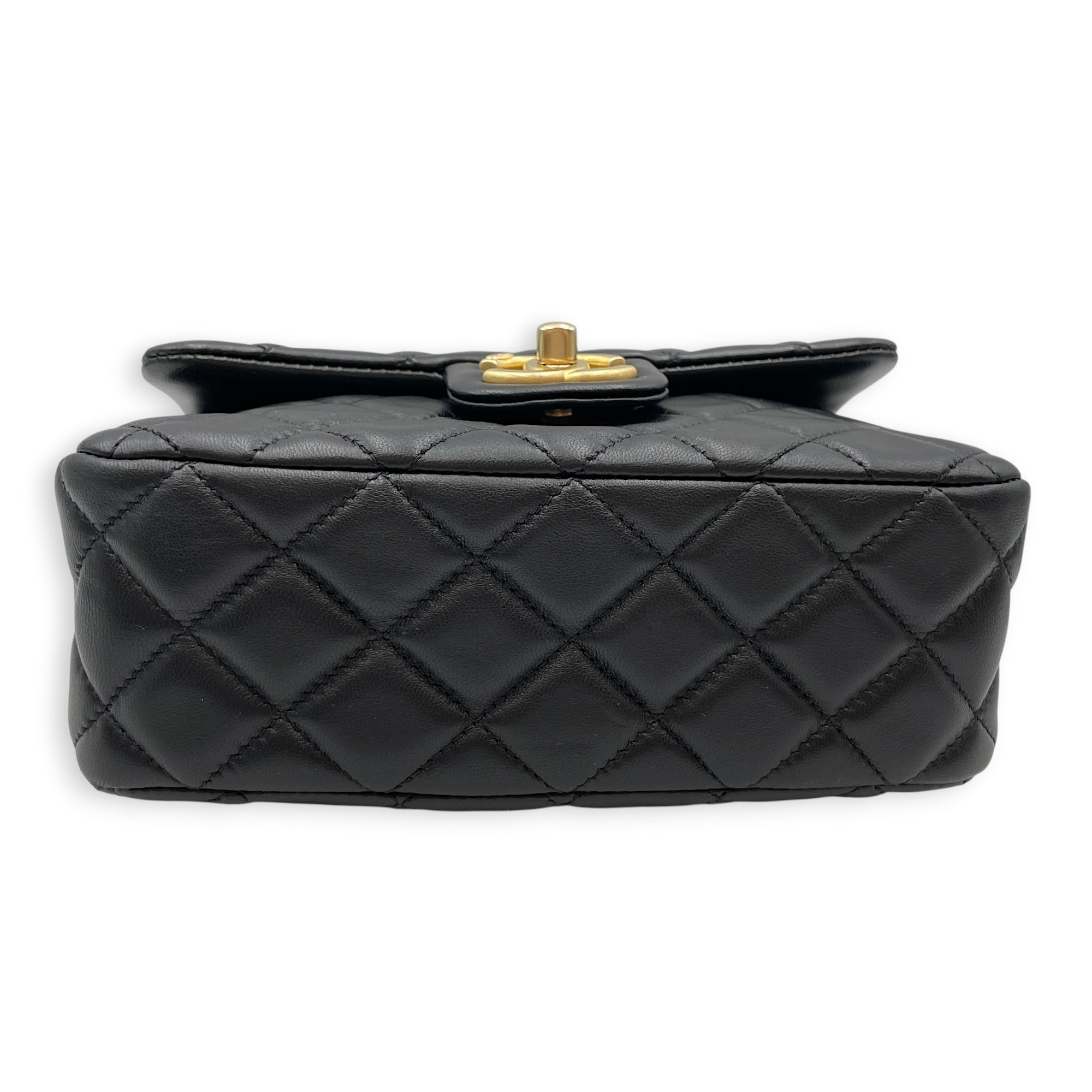 Square Flap Coco De Toi Mini Black Crossbody Bag in Lambskin Gold hardware CL2607-22240 3